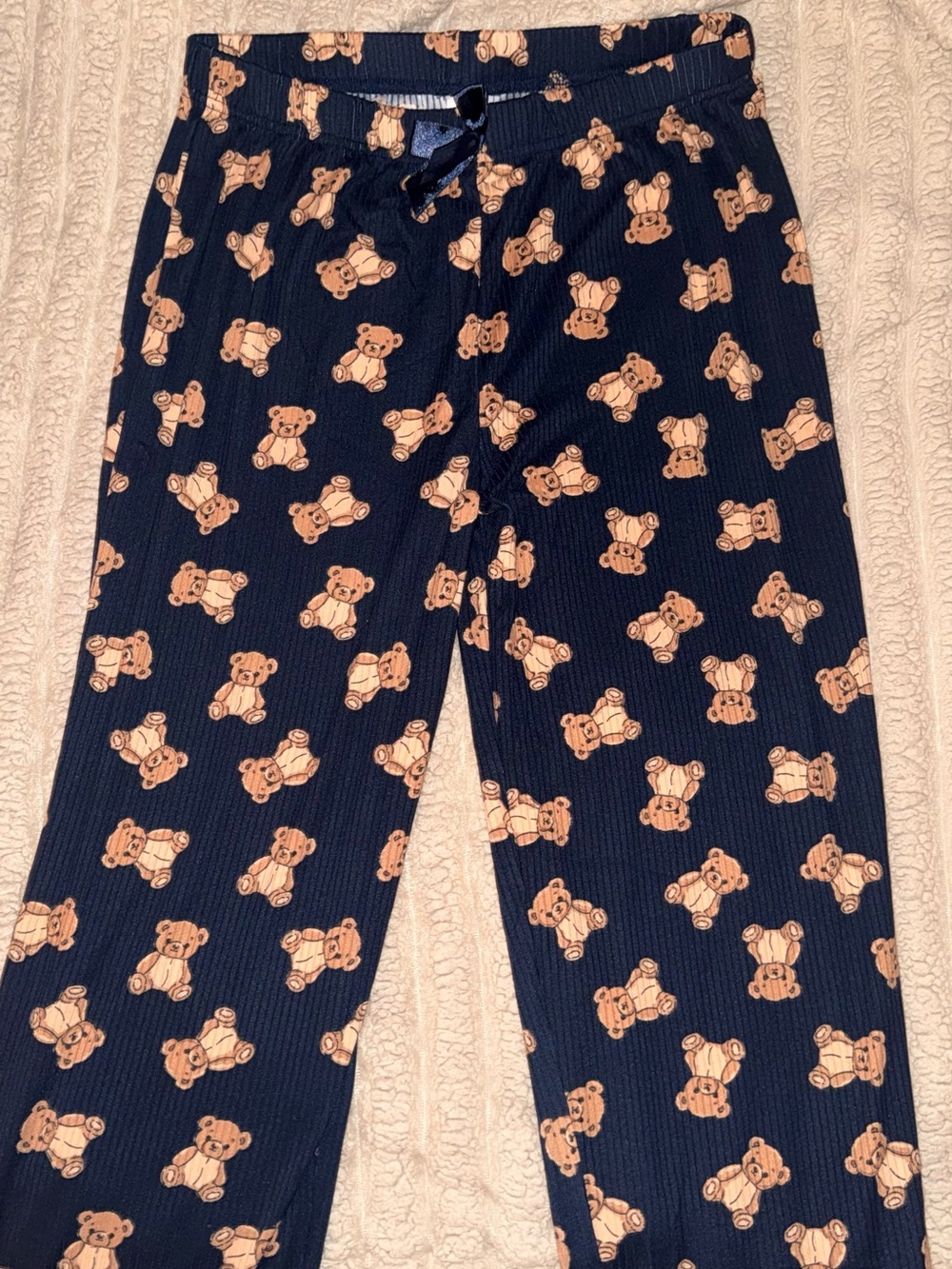 Navy Blue Teddy Bear Women Pajama Pants